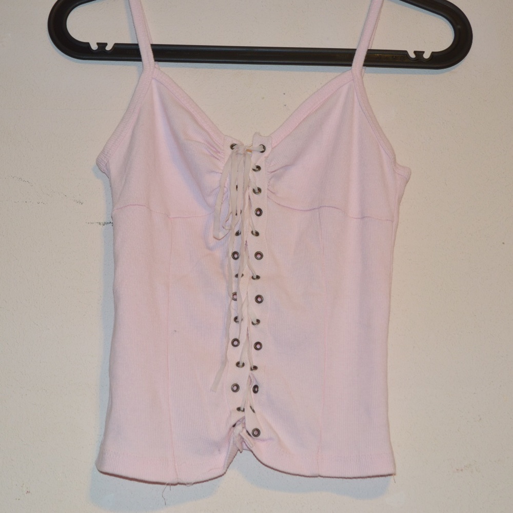 ! Toska | S | Pink Lace Up Tank